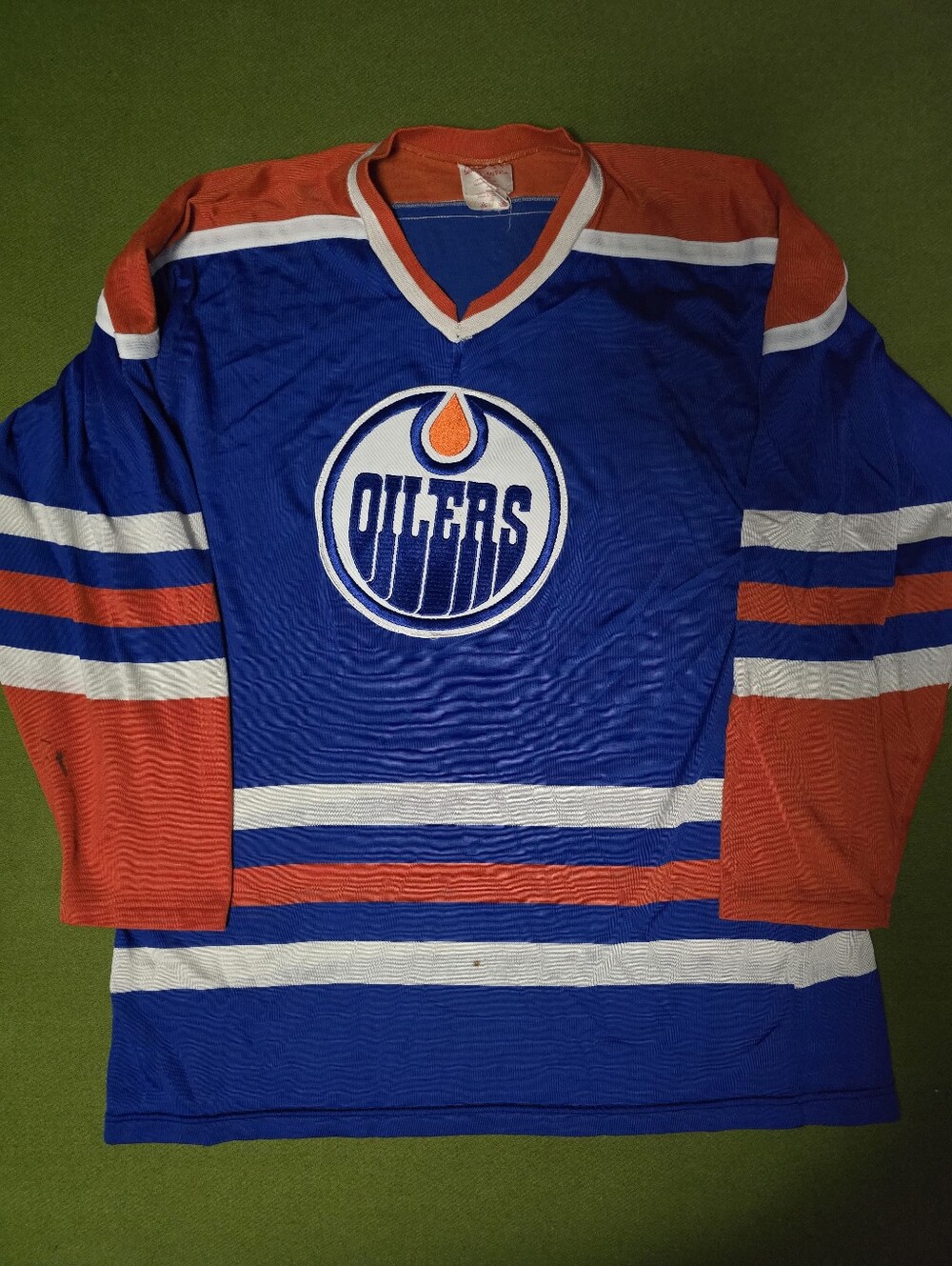 80's Edmonton Oilers Blue & Orange Hockey Jersey - Team Logo